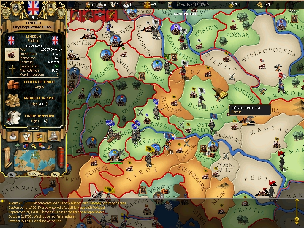 Скриншот из игры For the Glory: A Europa Universalis Game под номером 2
