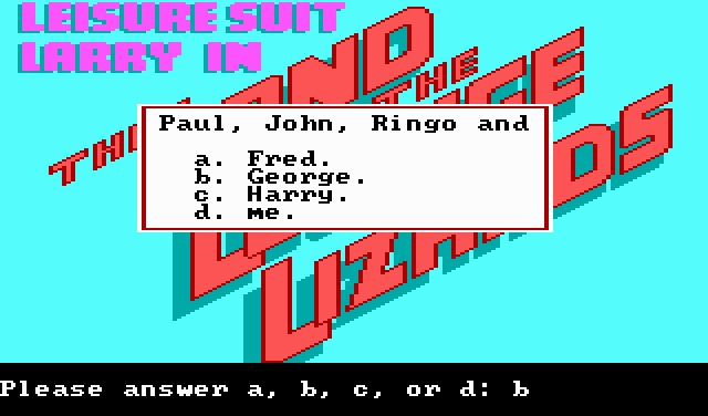 Скриншот из игры Leisure Suit Larry 1: In the Land of the Lounge Lizards под номером 14