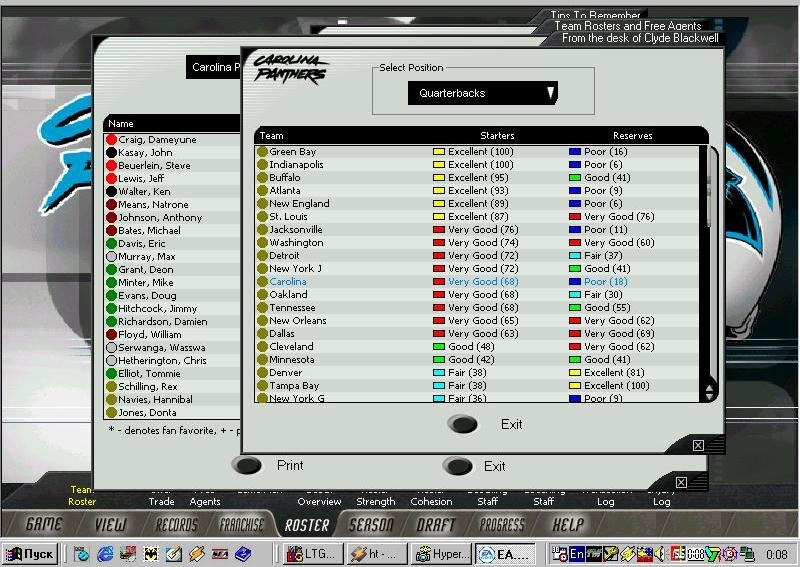 Скриншот из игры Front Office Football 2001 под номером 8