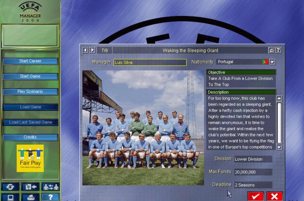 Скриншот из игры UEFA Manager 2000 под номером 12