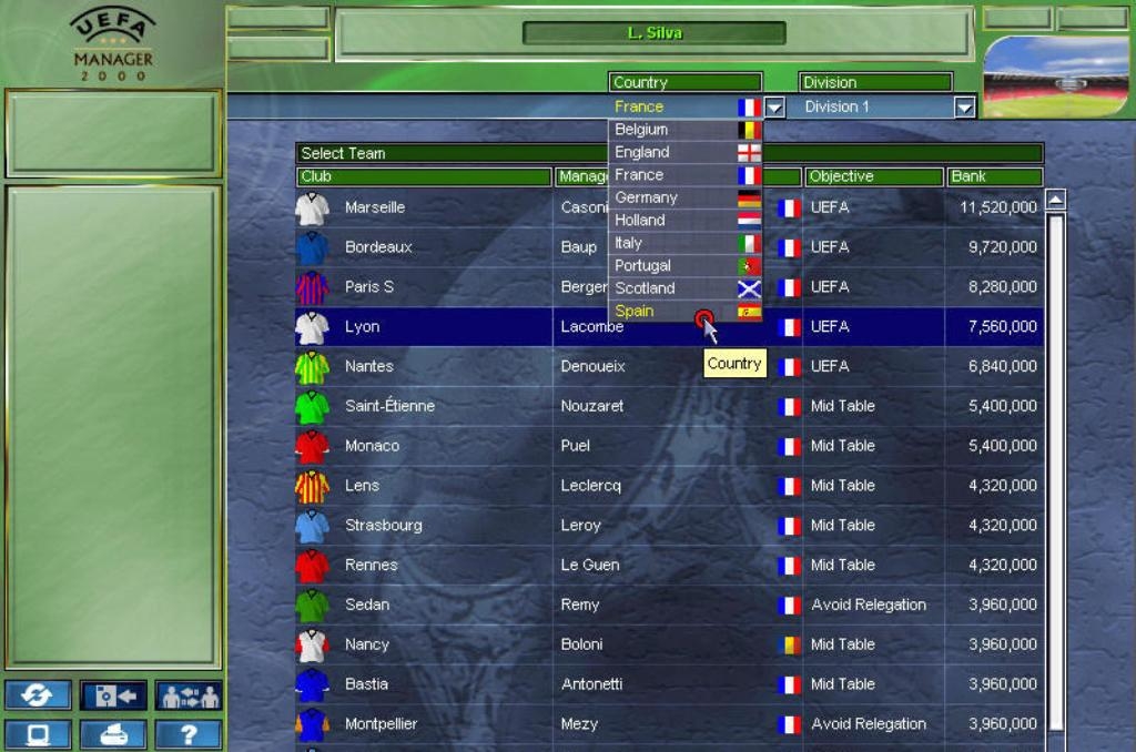 Скриншот из игры UEFA Manager 2000 под номером 13