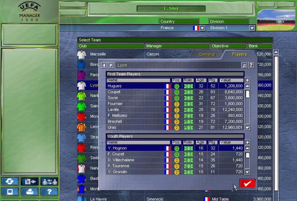Скриншот из игры UEFA Manager 2000 под номером 14