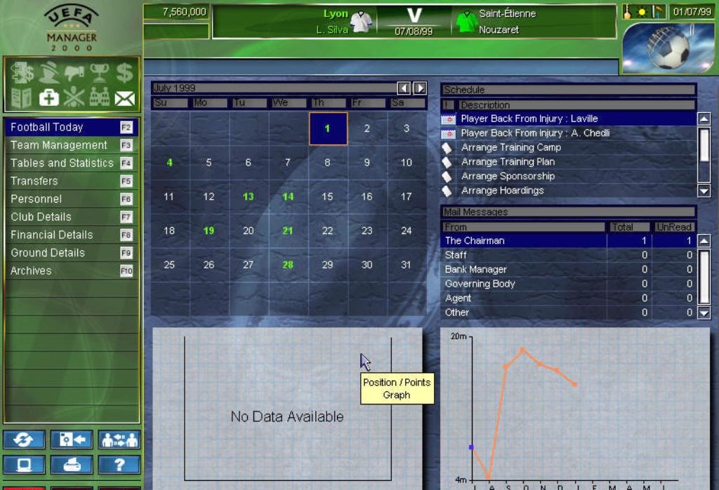 Скриншот из игры UEFA Manager 2000 под номером 15