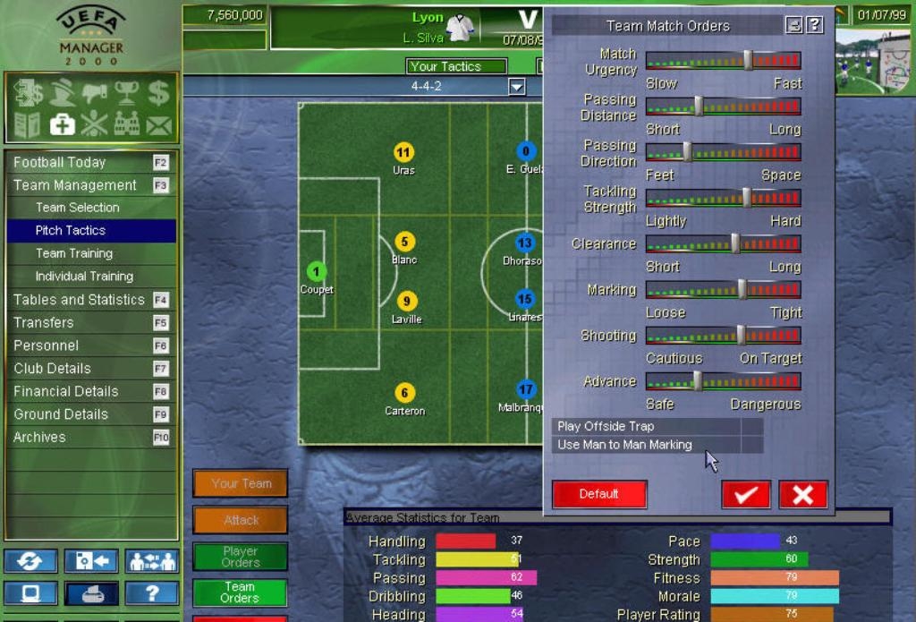 Скриншот из игры UEFA Manager 2000 под номером 17