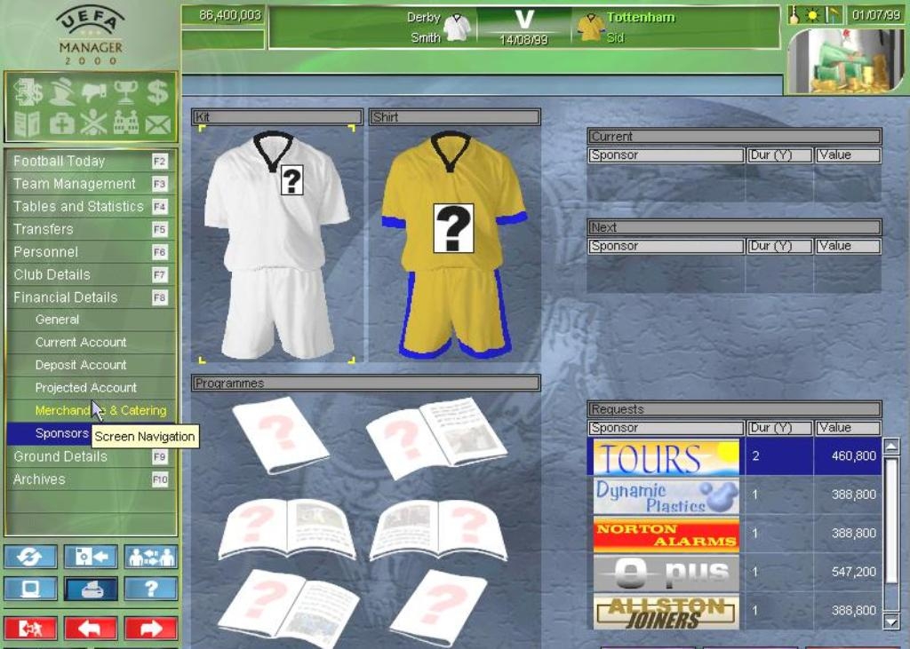 Скриншот из игры UEFA Manager 2000 под номером 3