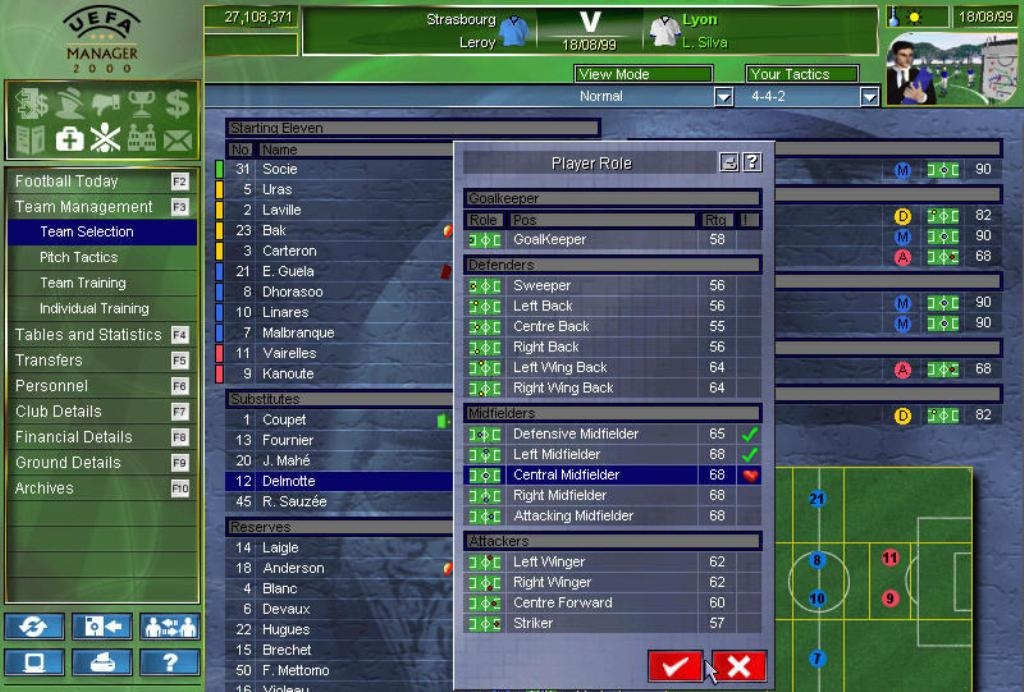 Скриншот из игры UEFA Manager 2000 под номером 32