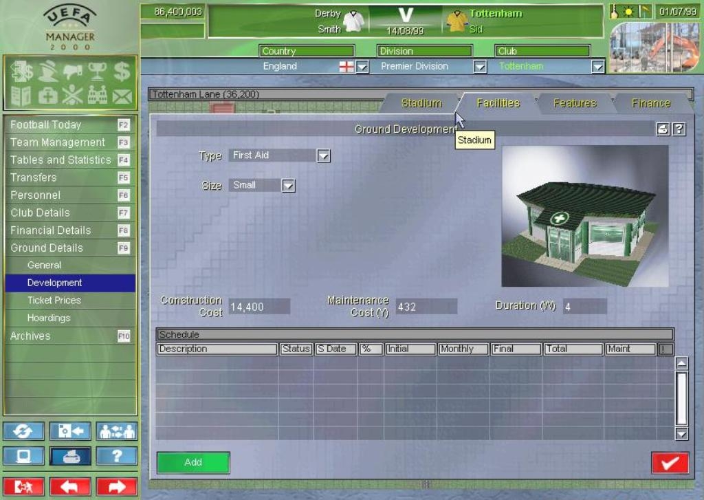Скриншот из игры UEFA Manager 2000 под номером 8