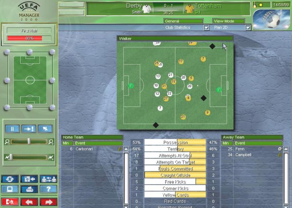 Скриншот из игры UEFA Manager 2000 под номером 9