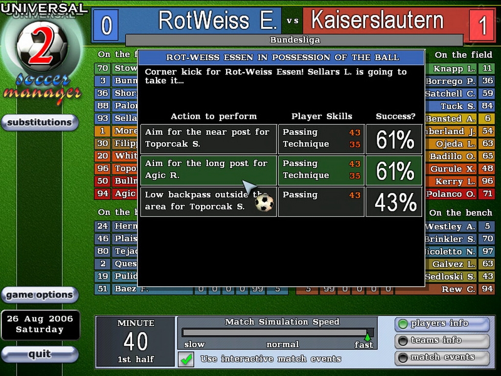 Скриншот из игры Universal Soccer Manager 2 под номером 2