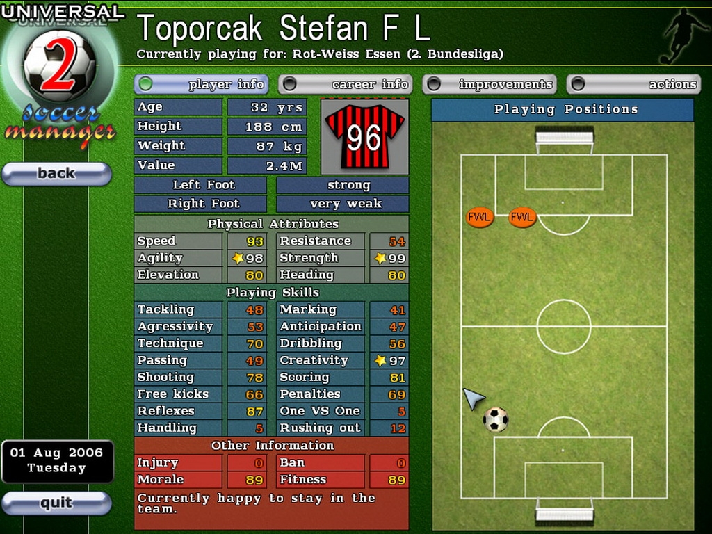 Скриншот из игры Universal Soccer Manager 2 под номером 7