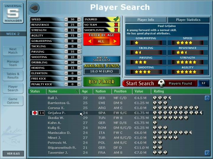 Скриншот из игры Universal Soccer Manager под номером 1