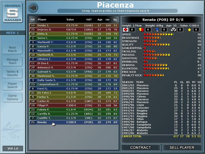 Скриншот из игры Universal Soccer Manager под номером 2