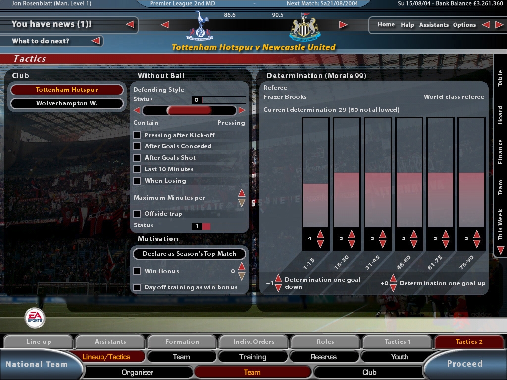 Скриншот из игры Total Club Manager 2005 под номером 18