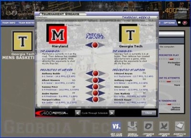 Скриншот из игры Tournament Dreams College Basketball под номером 11