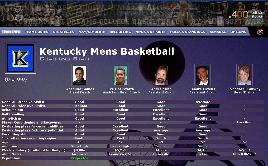 Скриншот из игры Tournament Dreams College Basketball под номером 2