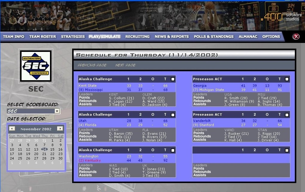 Скриншот из игры Tournament Dreams College Basketball под номером 4