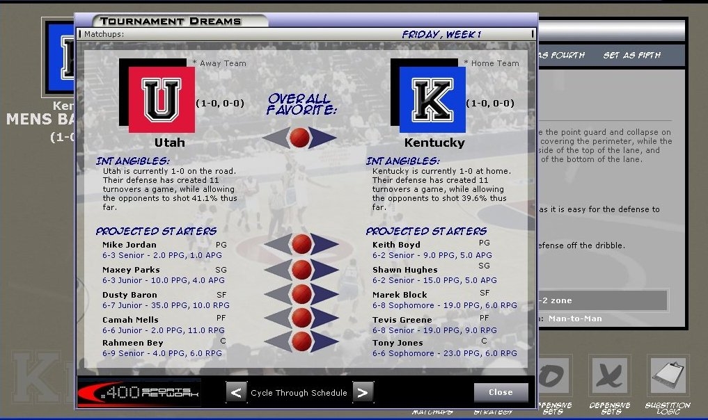 Скриншот из игры Tournament Dreams College Basketball под номером 6