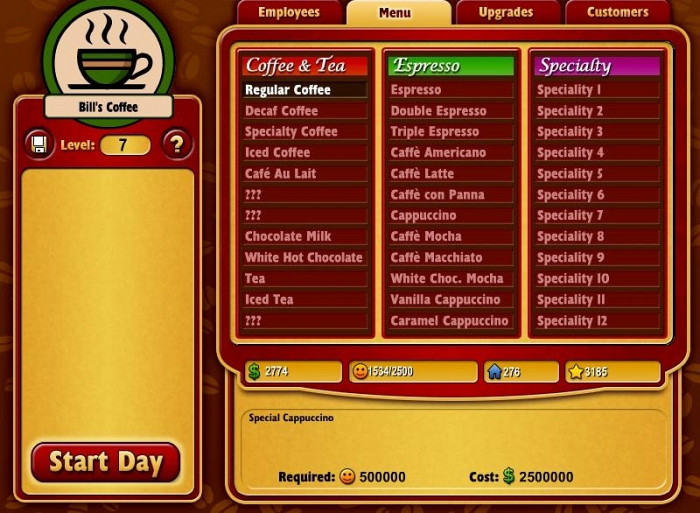 Скриншот из игры Coffee Tycoon