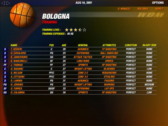 Скриншот из игры World Basketball Manager 2008