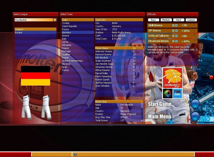 Скриншот из игры World Basketball Manager 2008