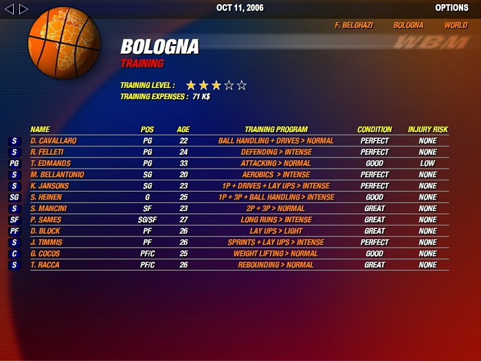 Скриншот из игры World Basketball Manager 2007