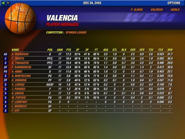 Скриншот из игры World Basketball Manager 2007