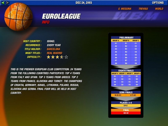 Скриншот из игры World Basketball Manager 2007