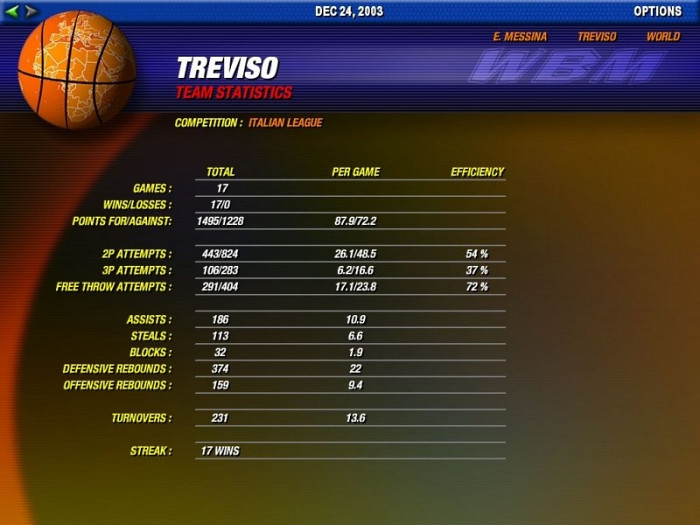 Скриншот из игры World Basketball Manager 2007