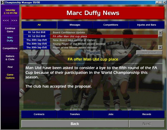 Скриншот из игры Championship Manager Season 99/00