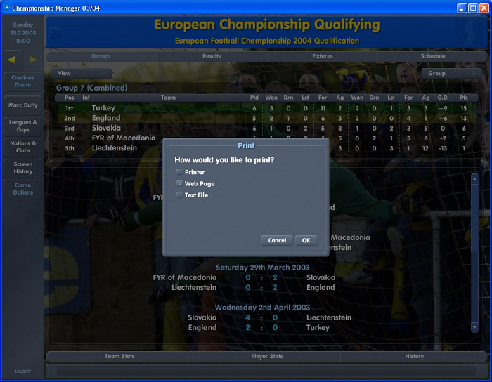 Скриншот из игры Championship Manager Season 03/04