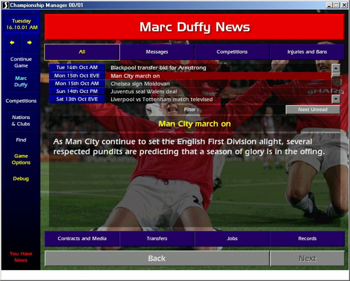 Скриншот из игры Championship Manager Season 00/01