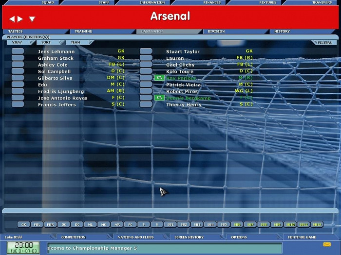 Скриншот из игры Championship Manager 5