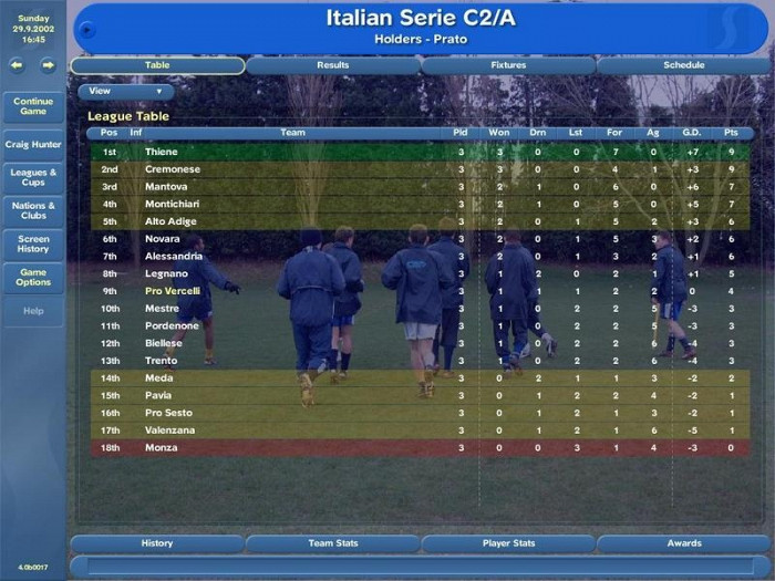 Скриншот из игры Championship Manager 4