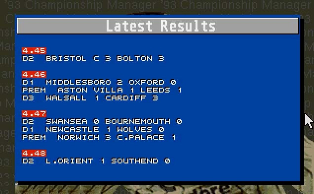 Скриншот из игры Championship Manager '93
