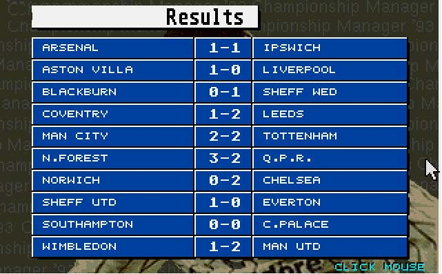 Скриншот из игры Championship Manager '93
