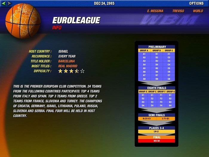 Скриншот из игры World Basketball Manager