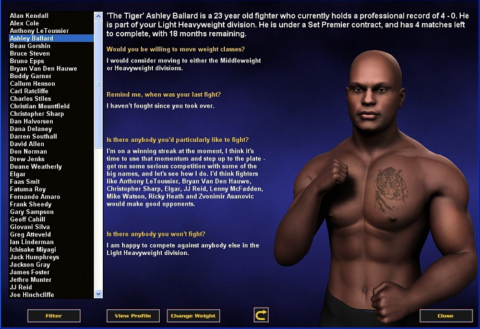 Скриншот из игры World of Mixed Martial Arts