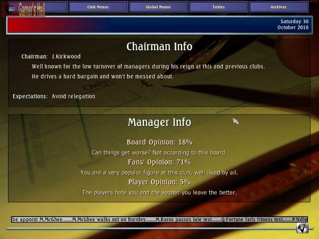 Скриншот из игры Alex Ferguson's Player Manager 2003