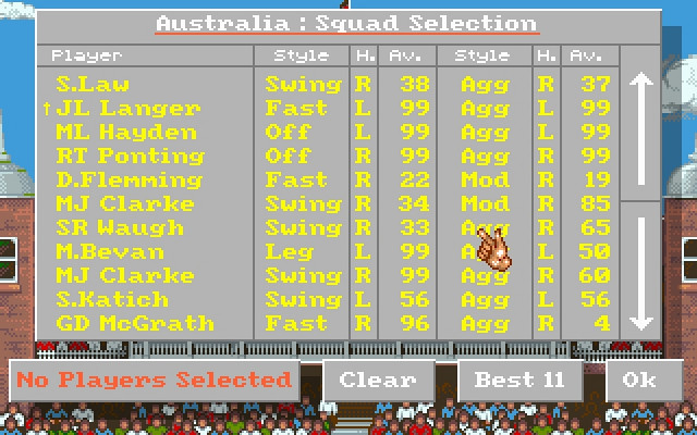 Скриншот из игры Allan Border's Cricket