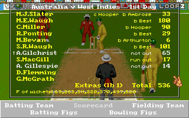 Скриншот из игры Allan Border's Cricket