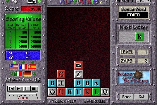 Скриншот из игры Alphatris