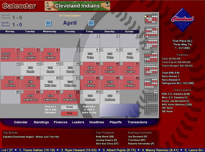Скриншот из игры Baseball Mogul 2008