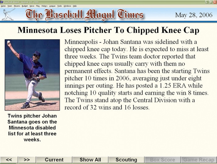 Скриншот из игры Baseball Mogul 2007