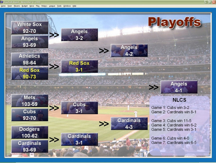 Скриншот из игры Baseball Mogul 2007
