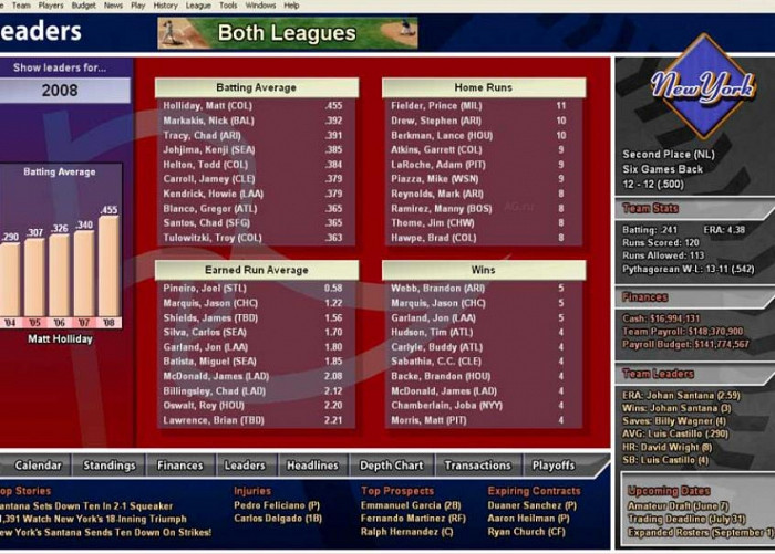 Скриншот из игры Baseball Mogul 2010