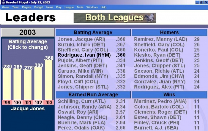 Скриншот из игры Baseball Mogul 2004
