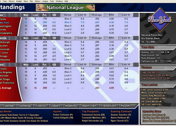 Скриншот из игры Baseball Mogul 2009
