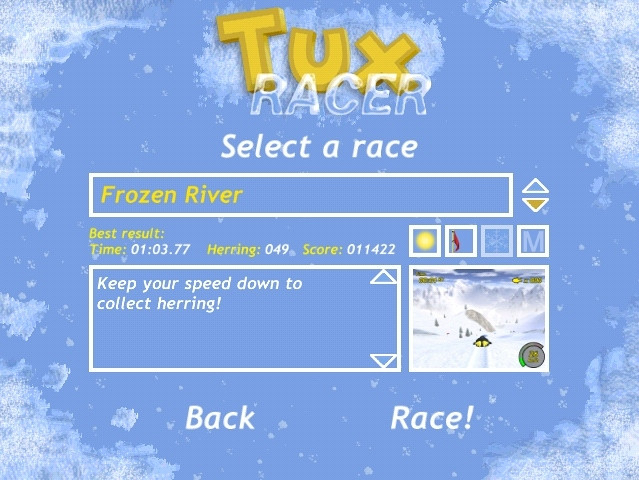 Скриншот из игры Tux Racer