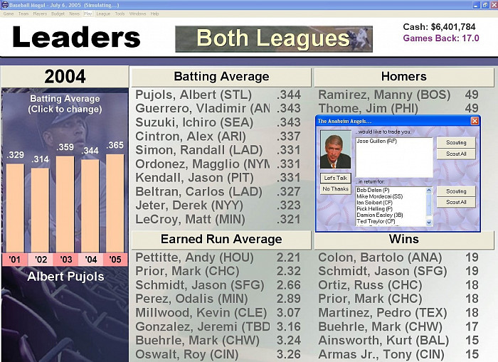 Скриншот из игры Baseball Mogul 2005