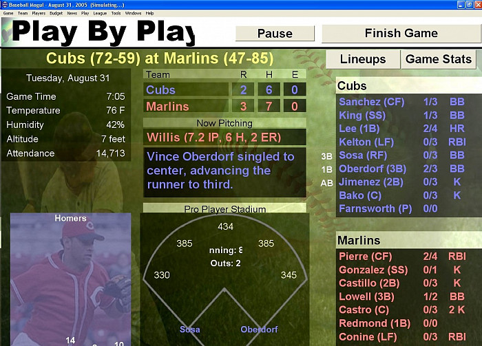 Скриншот из игры Baseball Mogul 2005